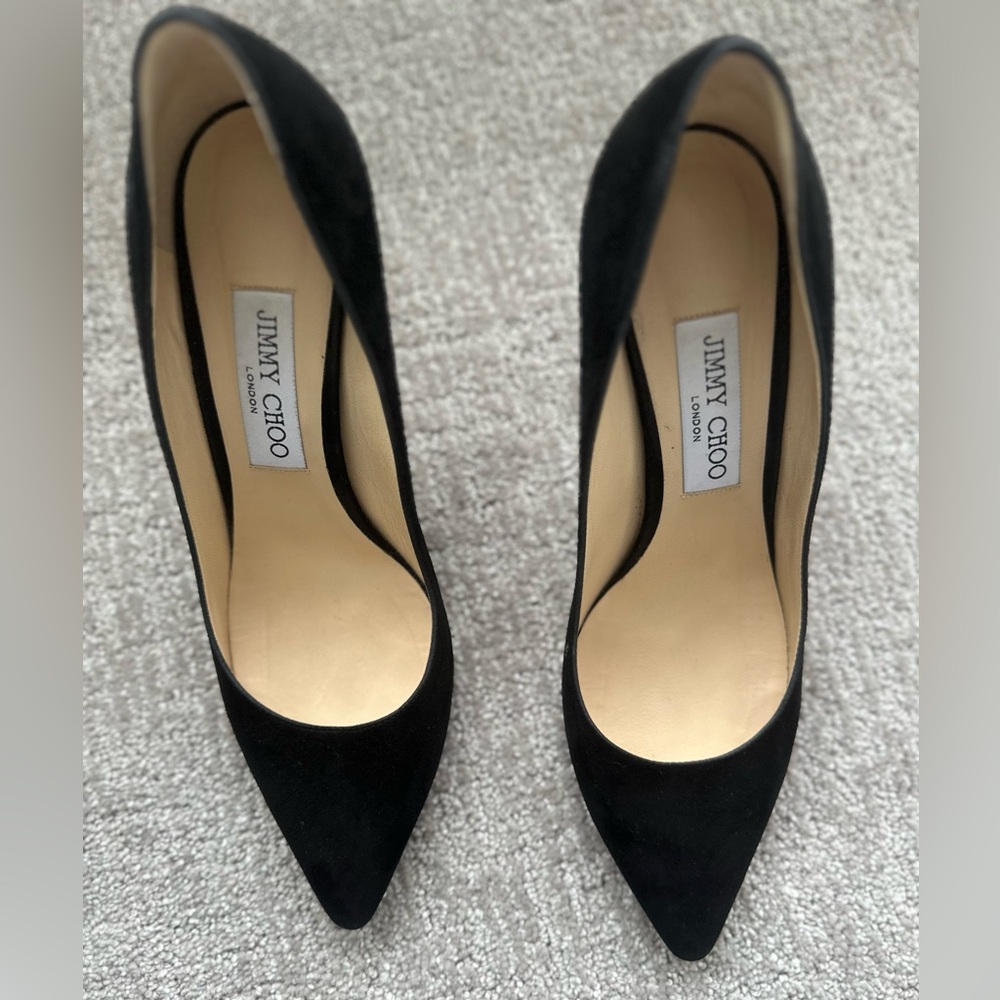 Jimmy Choo Black Suede High Heels Stiletto Pointed Pumps Size 39,Beautiful Cond. - Picture 2 of 15